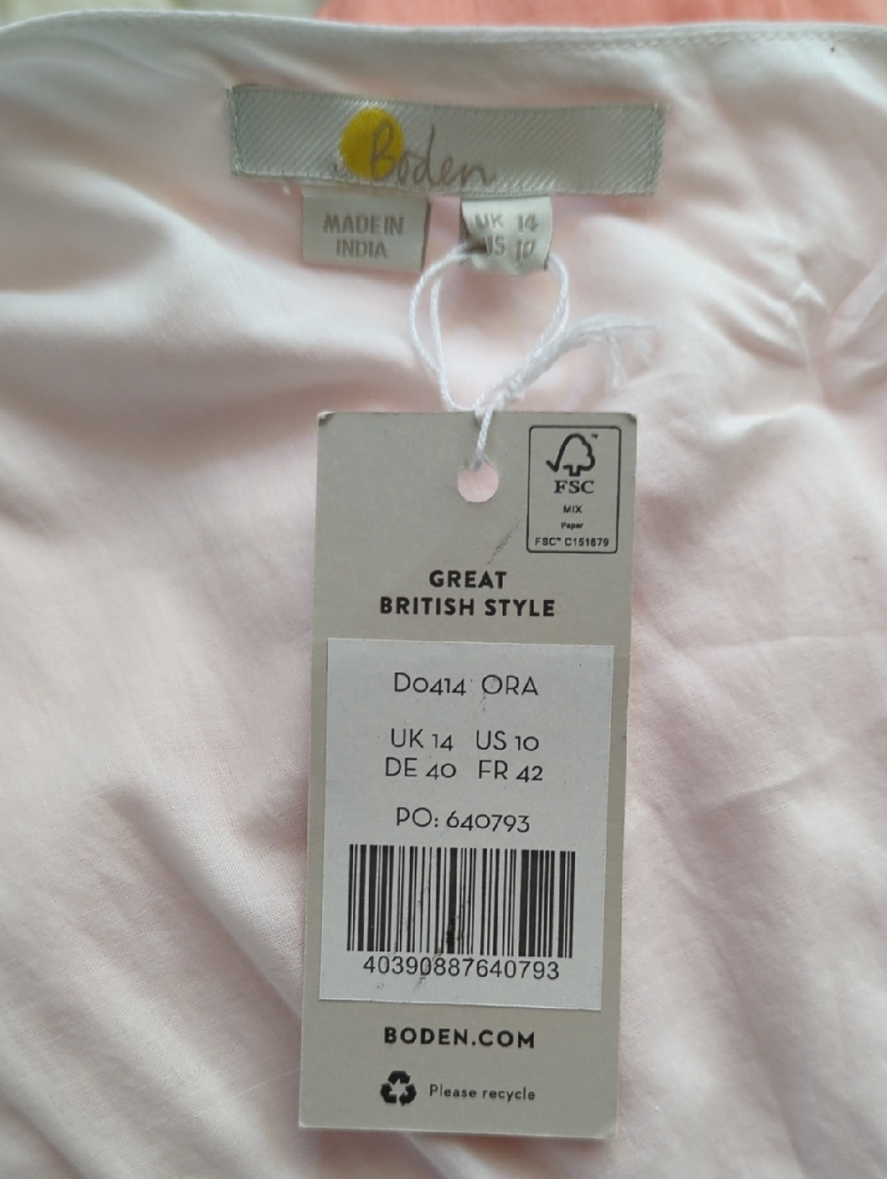 Boden Cotton One-Shoulder Ombre Midi Dress in White and Orange Size 10 - Picture 8 of 11
